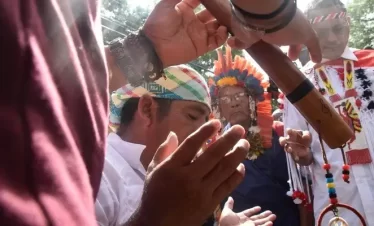 Indigenous people giving worship to their ancestors in port of spain, trinidad. this unique celebration is not an annual. a distinctive and noteworthy experience in this visit to the Indigenous people community, exclusive cultural artefacts on display.