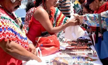indigenous people procession and flee market in the streets of port of spain in Tirnidad