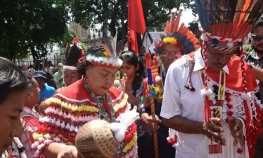 indigenous people procession in the streets of port of spain in Tirnidad
