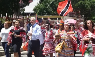ndigenous settlement celebrating in port of spain, trinidad