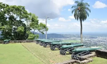 cannons at fort george overlooking the gulf of paria in trinidad