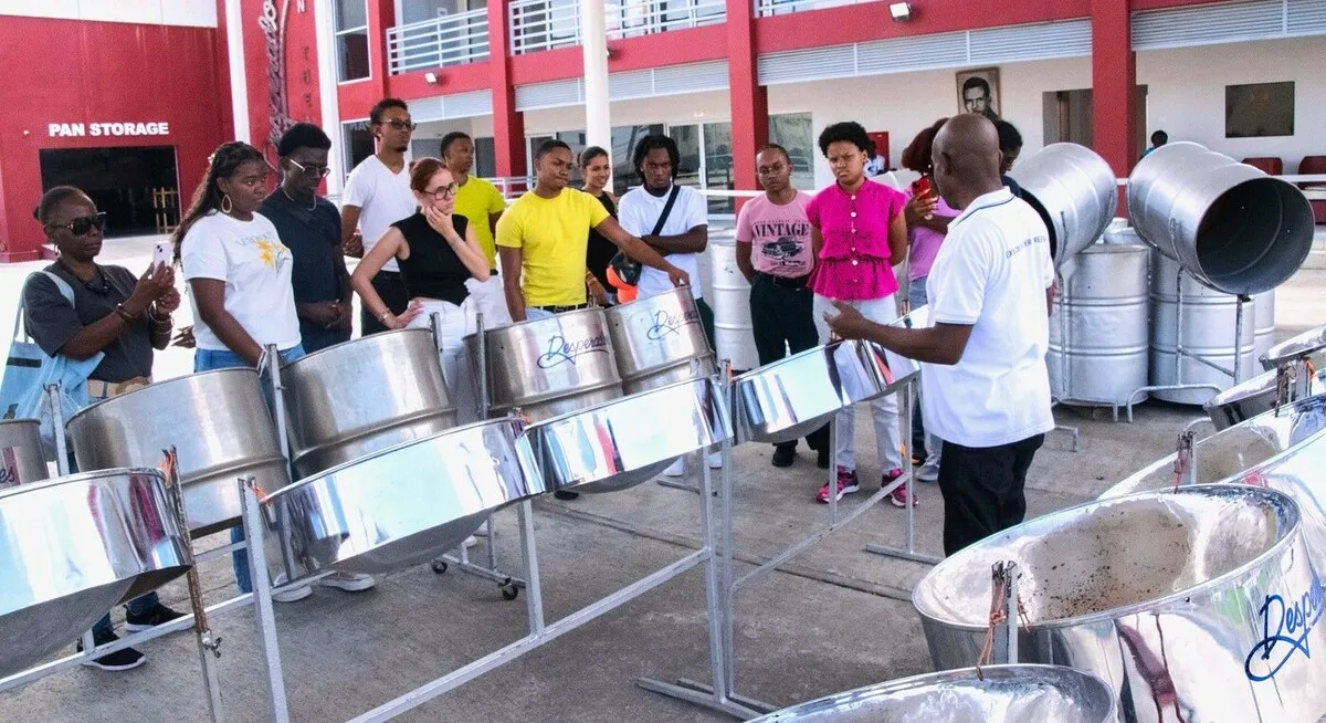 A Trinidad steelpan workshop organized for a group of students from Guadeloupe.